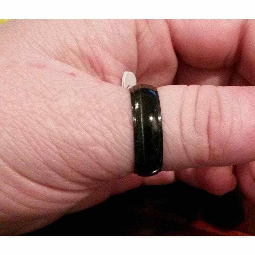 New Stainless Steel Faux Tiger Eye Ring Band Mens Womens‎ 8.5 Black With Tags